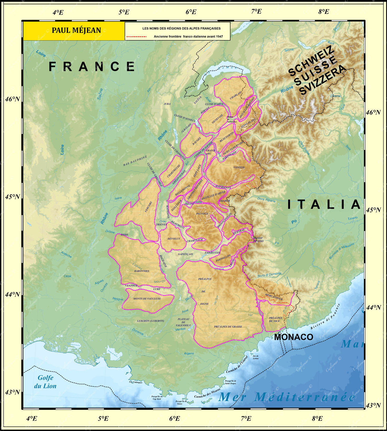 Carte des Alpes françaises